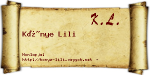 Könye Lili névjegykártya